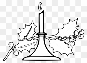 Christmas Candle Black White Line Art Xmas Holiday - Black And White Holiday