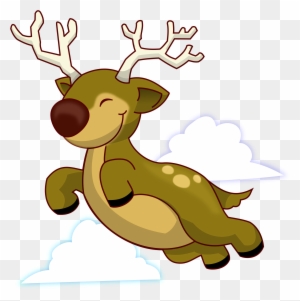Clipart - Flying Christmas Reindeer Cartoon
