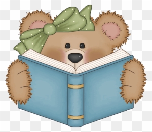 Christmas Reading Books Clipart - Bear Reading A Book Clipart