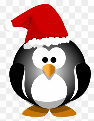 Penguin Black Bird Hat Christmas Holiday Santa - Elf Hat Clip Art