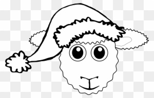 Sheep - Clipart - Black - And - White - Christmas Sheep Coloring Page