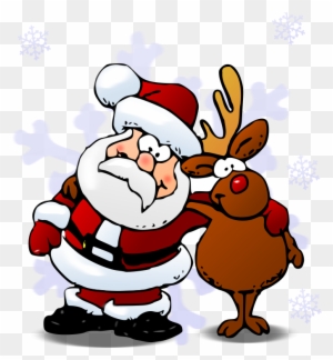 Free Colored - Santa, Rudolph Christmas Round Ornament