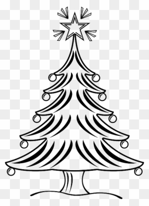 vintage christmas tree clip art black and white