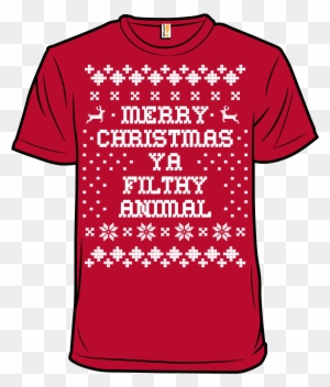 Zoom Source - Merry Christmas Ya Filthy Animal Funny Holiday Shirt