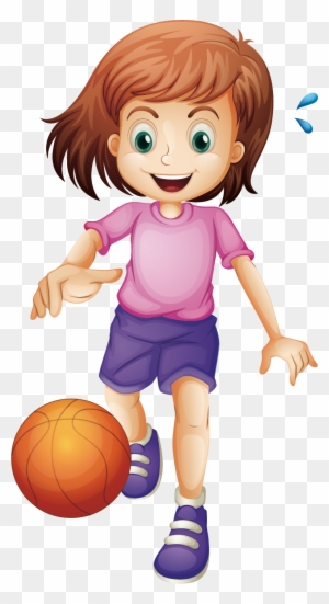 Basketball Cartoon Girl Clip Art - Girl Basketball Cartoon Png