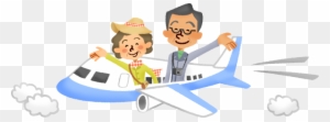 Senior Couple Traveling By Airplane - Women Traveler Cartoon Png