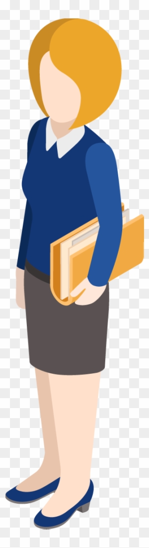 Cartoon Business Woman With Orange Folder - Business People Png Cartoon