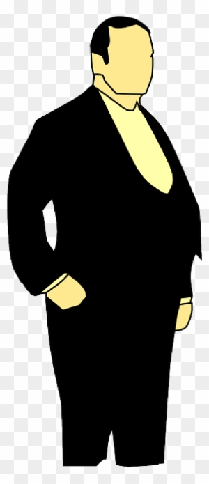 Tux, Sign, Man, Card, Cartoon, Poster, Fat, Postcard - Fat Man In Suit Cartoon