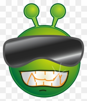 Alien, Cool, Green, Smiley, Emoticon, Sunglasses - Big Tears Oval Ornament