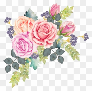 Watercolour Flowers Watercolor Painting Rose Clip Art - Watercolor Flower Wreath Png