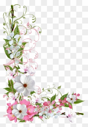 Pink And Green Spring Decor Png Picture Clipart - Spring Flowers Border Png