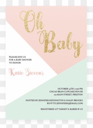 Pink And Gold Baby Shower Invitation Template Oh Pink - Graphic Design