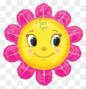 Smiley Face Clip Art Flower - 36" Smiley Pink Flower Shape Balloon - Mylar Balloons