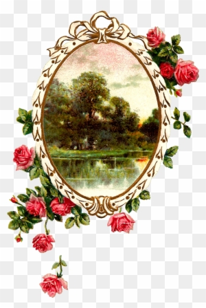 Free Digital Printable Label And Pink Rose Flower Frame - Frame Flower Vintage Png