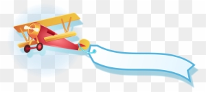 Cartoon Airplane - Cartoon Airplane With Banner Png
