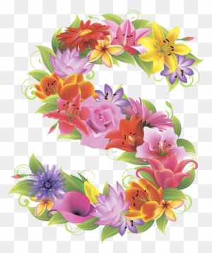 Английский Алфавит, Буква S, Цветочный Алфавит, Цветы, - Alphabet S In Flowers