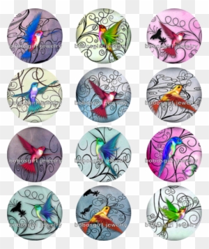 12pcs/lot High Quality Insect Butterfly Dragonfly 18mm - Whimsical Birds Silver Square Necklace Keyring V3