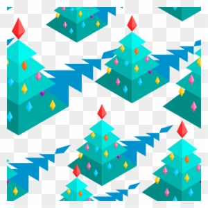 Christmas Tree Isometric Style Pattern - Christmas Day