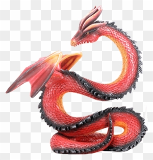 Dragon Statue Figurine Sculpture Fantasy - 10.5 Inch Red Orange And Black Chinese Themed Dragon