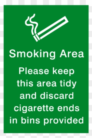 Smoking Area Rigid PVC Green Safety Sign 300 x 100mm 