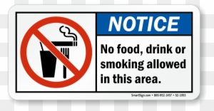 No Food Drink Smoking Notice Sign - No Food Or Drink Or Smoking Sign