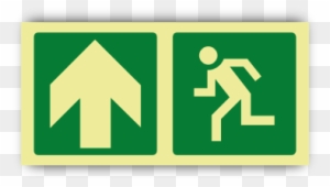 Direction Safety Sign - Glow Sign Man Running Left - Green (150 X 150mm)