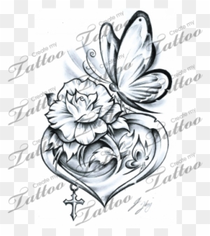 butterfly and rose tattoos designs