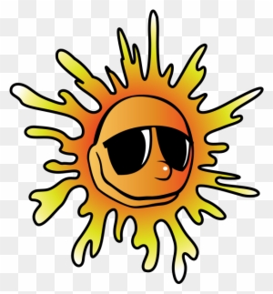 Kids Playing Summer Clipart Clipart - Sun With Glasses Png