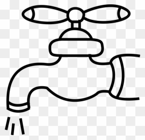 Vector Illustration Of Water Tap Sink Faucet Controlls - Line Art