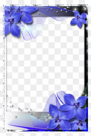 Beautiful Transparent Frame With Blue Orchids - Blue Wedding Borders And Frames