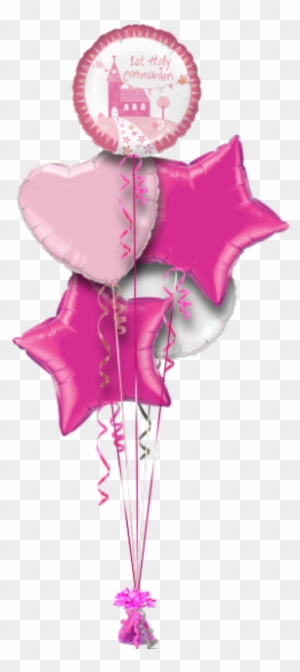 1st Holy Communion Pink Religious Balloon - Qualatex 36 Inch Star Plain Foil Balloon - Magenta