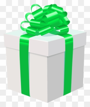 White Gift Box Green Bow Icon - Caja De Regalo Verde Png
