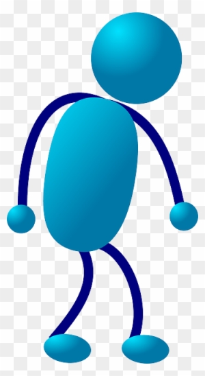 Cartoon Blue, Stick, People, Man, Guy, Figure, Person, - Stick Man Walking