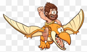 Cartoon Caveman Flying On Dinosaur Pterodactyl Cartoon Free Transparent Png Clipart Images Download
