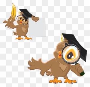 Owl Diploma Illustration - Owl With Magnifying Glass Clip Art
