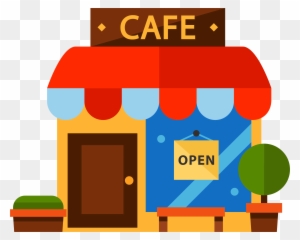 Cartoon Color Coffee House - Coffee Shop Vector Png