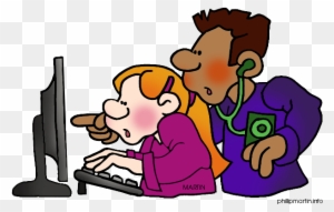 Student Technology Clipart - Student At Computer Clip Art