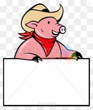 Stock Illustration Of Cartoon Rendition Of Pig Cowboy - Domestic Pig