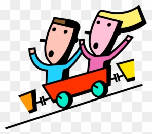 Vector Illustration Of Roller Coaster Ride At Amusement - Vector Illustration Of Roller Coaster Ride At Amusement