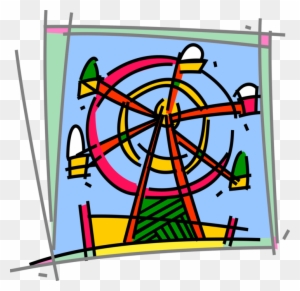 Vector Illustration Of Ferris Wheel Amusement Or Theme - Ferris Wheel Clip Art