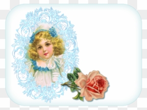 #free #antique #bonnet #bow #card #child #craft #damask - Vintage Rose Necklace Oval Charm