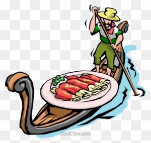 Man In Gondola With Pasta Royalty Free Vector Clip - Italian Food Clip Art