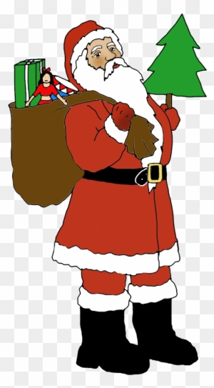 Santa Clip Art With Sack And Christmas Tree - Christmas Tree And Santa Clip Art
