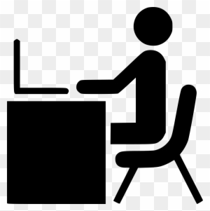 Man Desk Working Laptop Computer Office Work Person - Person At Desk Icon