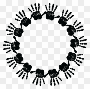 Free Clipart Of A Round Frame Of Handprints In Black - Hand Impression T-shirt Custom