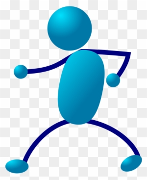 Stick Figure Stickman Walk Karate Man Punch Blue - Stick People Clip Art