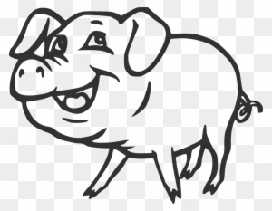 Farm Pig Smiling Animal Tail Pork Curly Smile - Pig Black And White