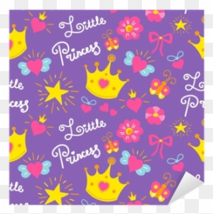 Stickers Little Princess Pattern Vector Cute Girl Background - Cute Background For Girls Stickers Little Princess Pattern Vector Cute Girl Background - Cute Background For Girls