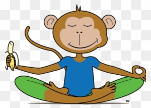 Yoga Clipart Mindfulness - Yoga Monkey Says Be Peaceful Note Cards