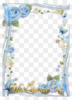 Resultado De Imagen Para Recuadro Con Flores Azules - Wedding Frame Png Blue